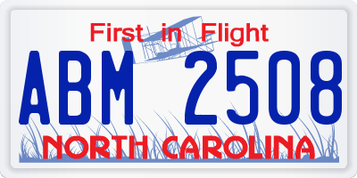 NC license plate ABM2508