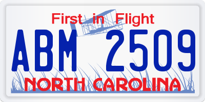 NC license plate ABM2509