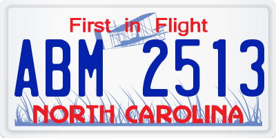 NC license plate ABM2513