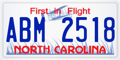 NC license plate ABM2518