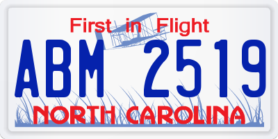 NC license plate ABM2519