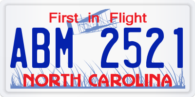 NC license plate ABM2521