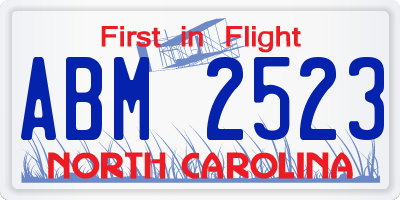 NC license plate ABM2523