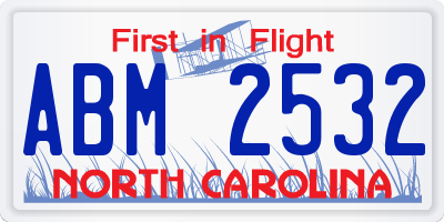 NC license plate ABM2532
