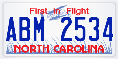 NC license plate ABM2534