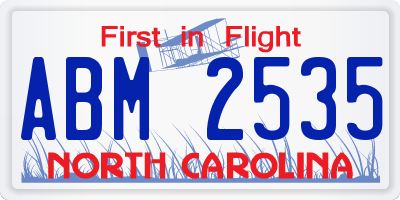 NC license plate ABM2535
