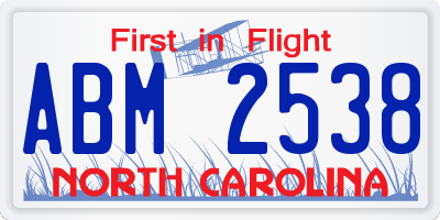 NC license plate ABM2538