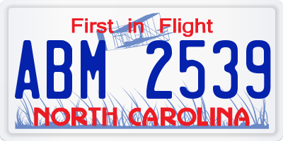 NC license plate ABM2539
