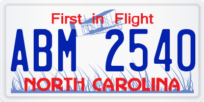 NC license plate ABM2540