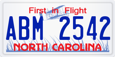 NC license plate ABM2542