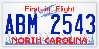 NC license plate ABM2543