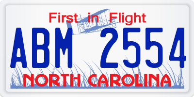 NC license plate ABM2554