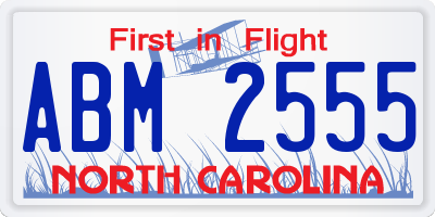 NC license plate ABM2555