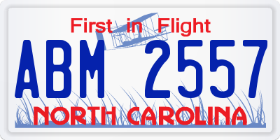 NC license plate ABM2557