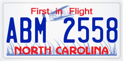 NC license plate ABM2558