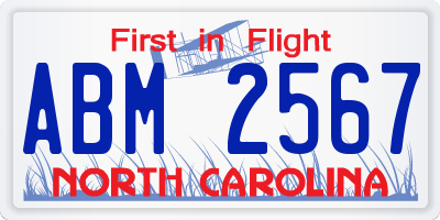 NC license plate ABM2567