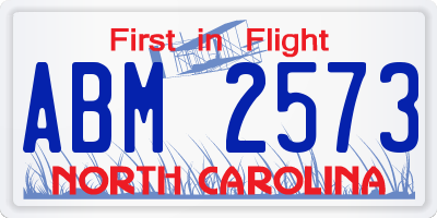 NC license plate ABM2573