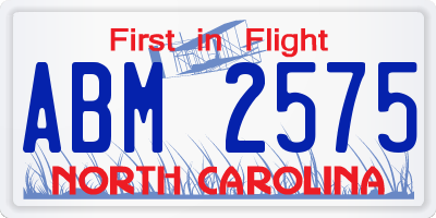 NC license plate ABM2575