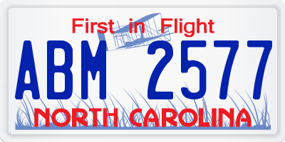 NC license plate ABM2577