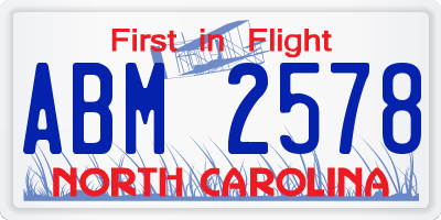 NC license plate ABM2578