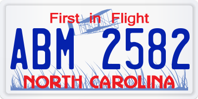NC license plate ABM2582