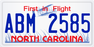 NC license plate ABM2585