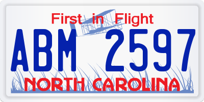 NC license plate ABM2597