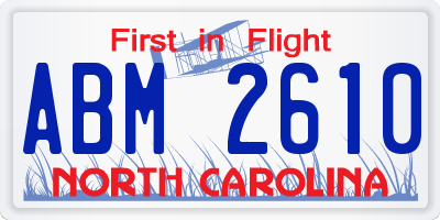NC license plate ABM2610