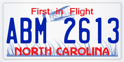 NC license plate ABM2613