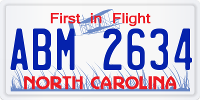 NC license plate ABM2634