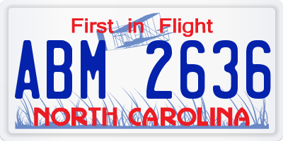 NC license plate ABM2636