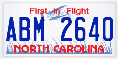 NC license plate ABM2640