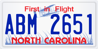 NC license plate ABM2651