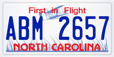 NC license plate ABM2657