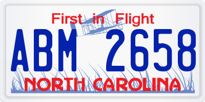NC license plate ABM2658