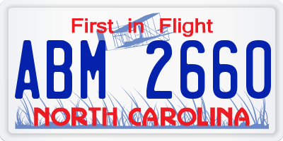 NC license plate ABM2660