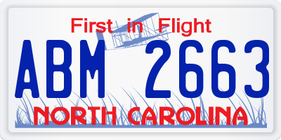 NC license plate ABM2663