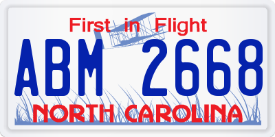 NC license plate ABM2668