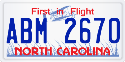 NC license plate ABM2670