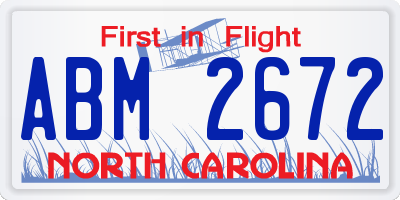 NC license plate ABM2672