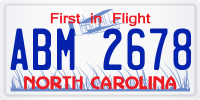 NC license plate ABM2678