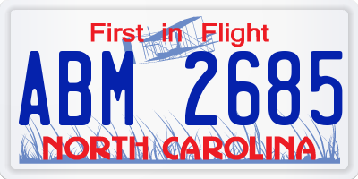 NC license plate ABM2685