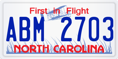 NC license plate ABM2703