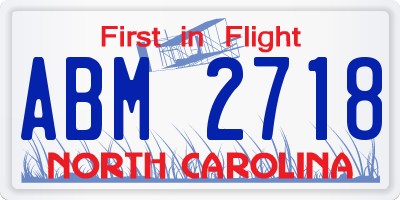 NC license plate ABM2718