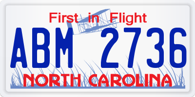 NC license plate ABM2736