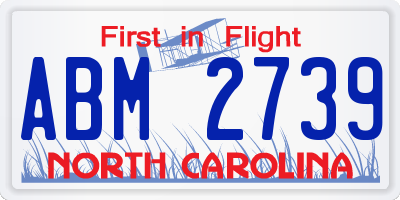 NC license plate ABM2739