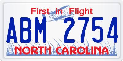 NC license plate ABM2754