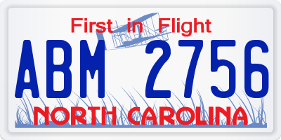 NC license plate ABM2756