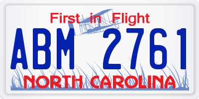 NC license plate ABM2761