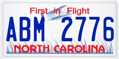 NC license plate ABM2776